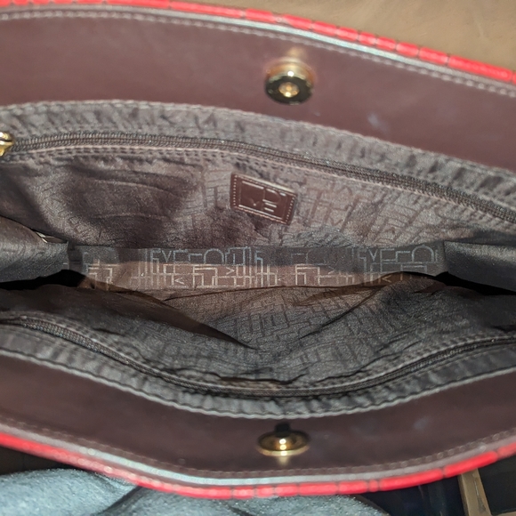 Authentic DIANE VON FURSTENBERG DVF Signature Logo Large Shoulder Bag Red Black - Picture 6 of 7